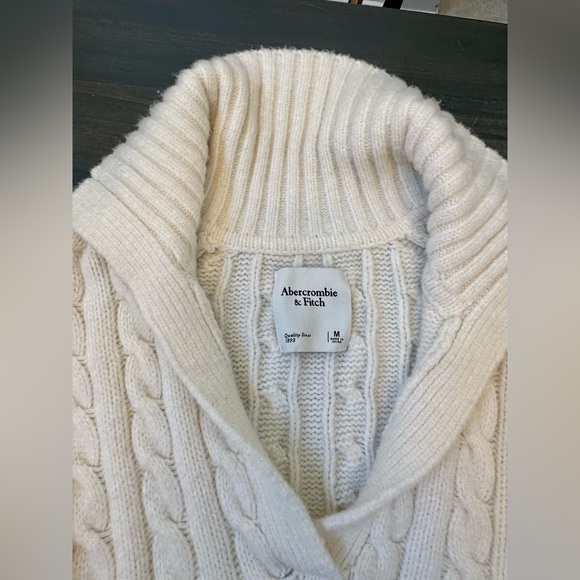 Abercrombie&Fitch Cable Collar Sweater Cream size M - Picture 6 of 7
